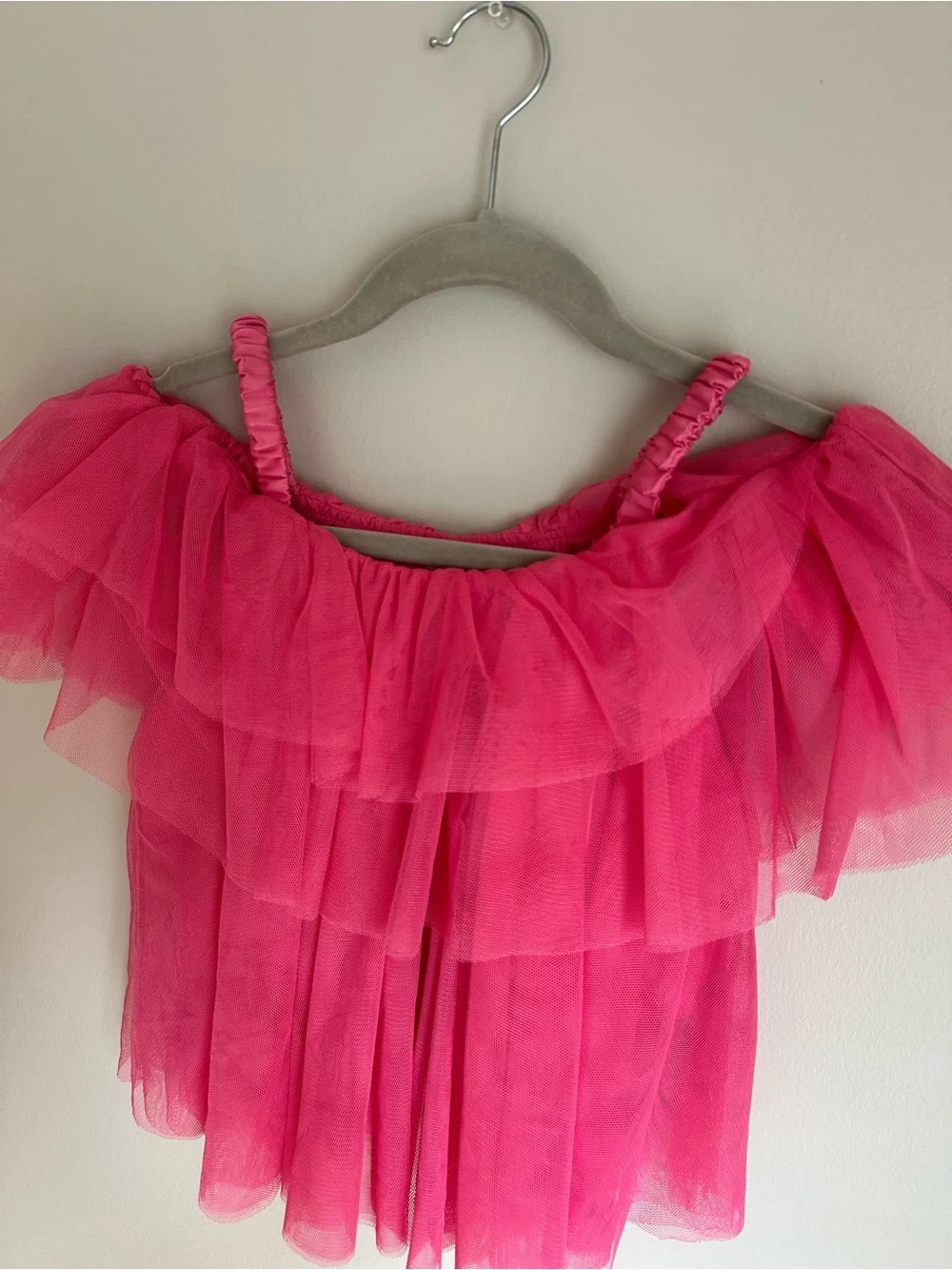 NWT Habitual Girls Tulle Tank Top Size 10 Layered Pink Cold Shoulder Party Top